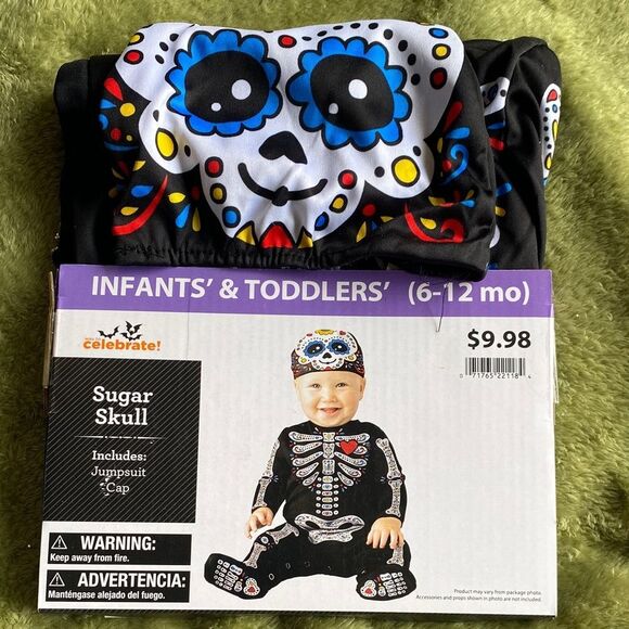 Infant Sugar Skull Jumpsuit with Cap size 6-12 months - Picture 1 of 3